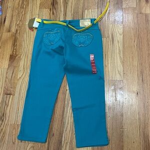 NEW Y2K Apple Bottoms Denim Stretch Capri Jeans with apple logo pocket 11/12